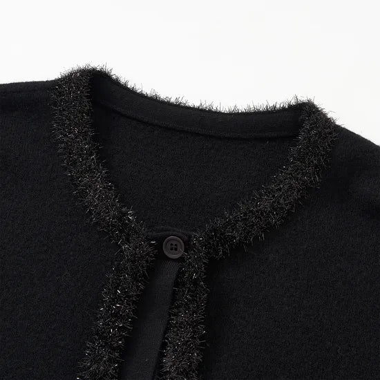 K&P Women's Merino Wool Round Neck Long Sleeve Cardigan Sweater