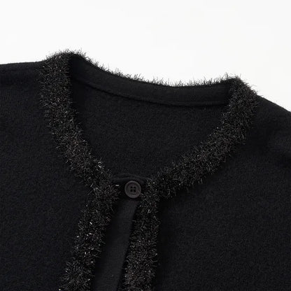 K&P Women's Merino Wool Round Neck Long Sleeve Cardigan Sweater