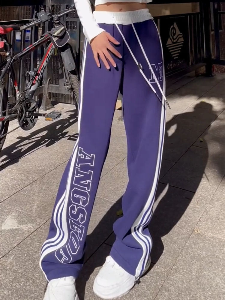 UNIKCOSA UrbanSoul High-Waist Alphabet Stripe Sweatpants 💫