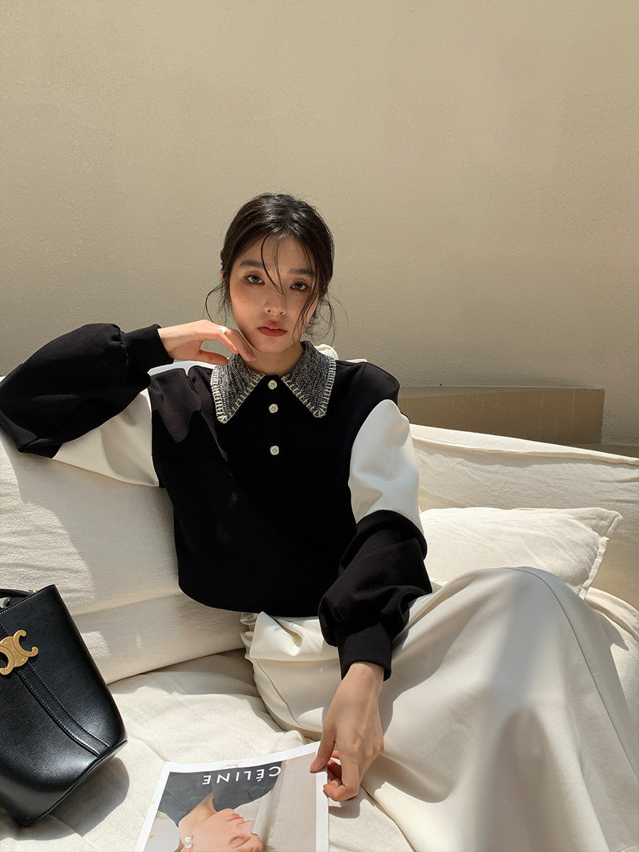 UNIKCOSA Velora Korean Style Color Matching Pullover 💫