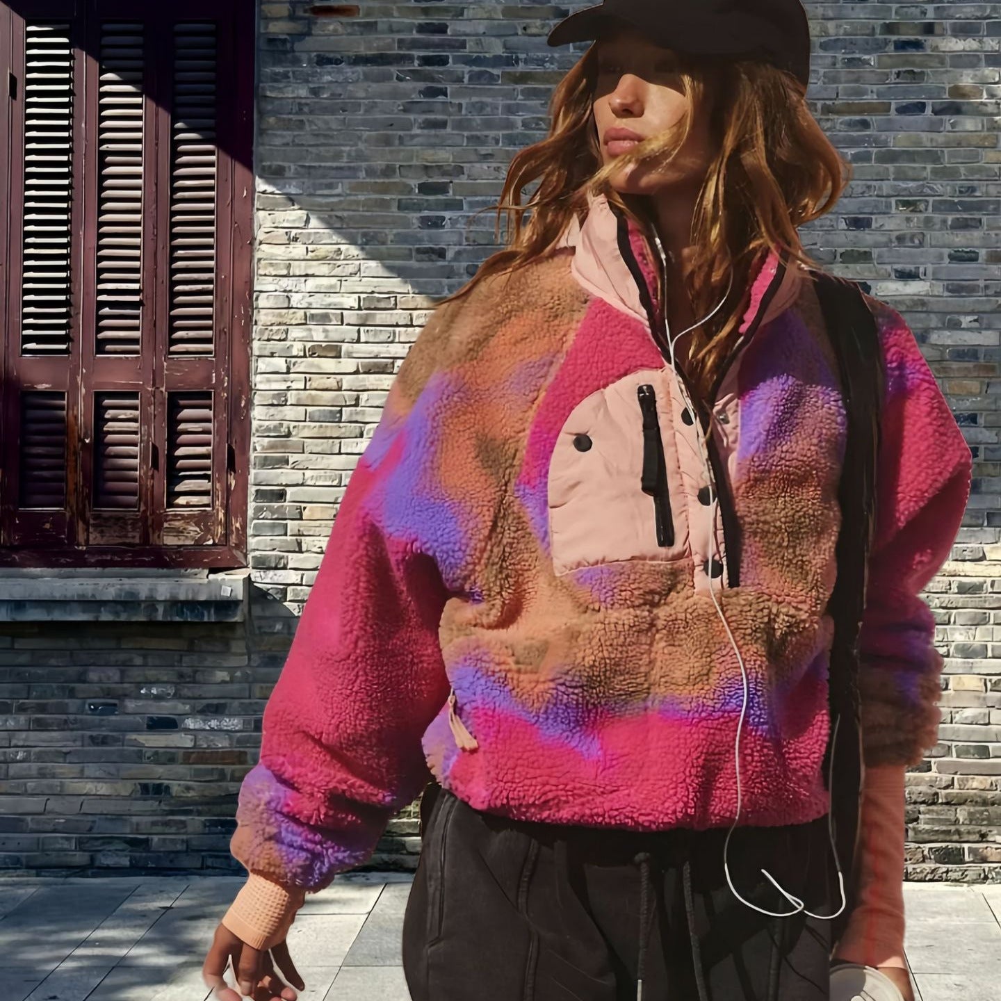 UNIKCOSA Velora Contrast Lapel Fleece Sweater Medium Weight💫