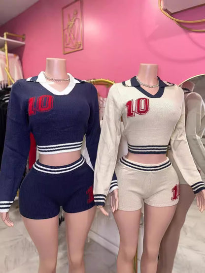 UNIKCOSA NoirFit Two Piece Set Lapel Top And Shorts 💫