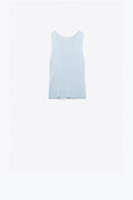 Q2 baby blue sleeveless fine knitted top With V-Neck