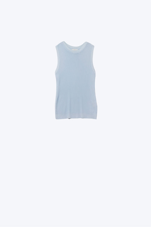 Q2 Baby Blue Sleeveless Ribbed knit Top