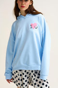 Q2 Baby Blue Super-Soft Hoodie with Bouclé Heart Graphic