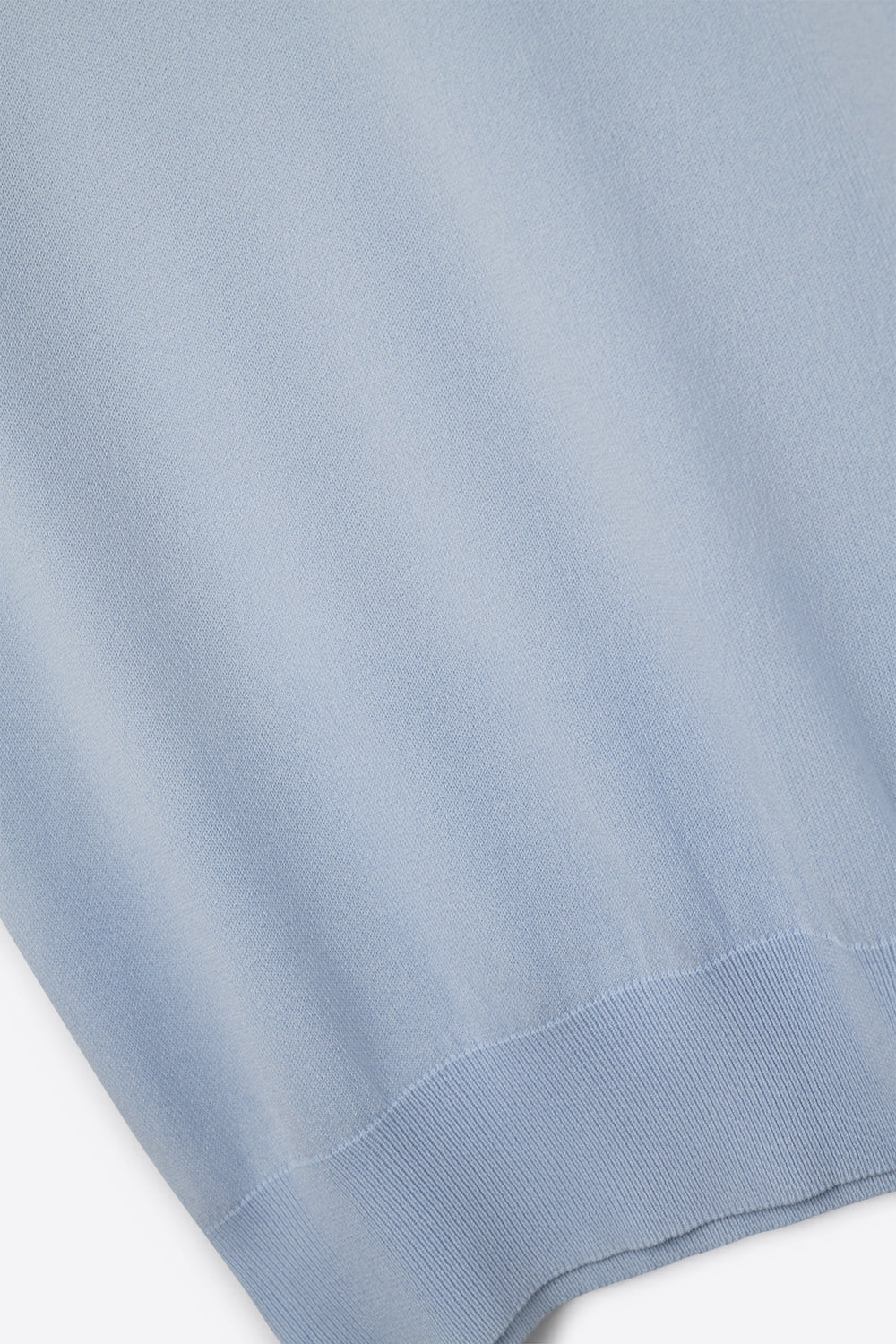 Baby blue turtleneck sweater with fitted short sleeves