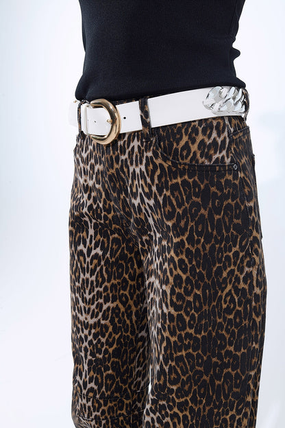 Barrel Leopard Print Jeans