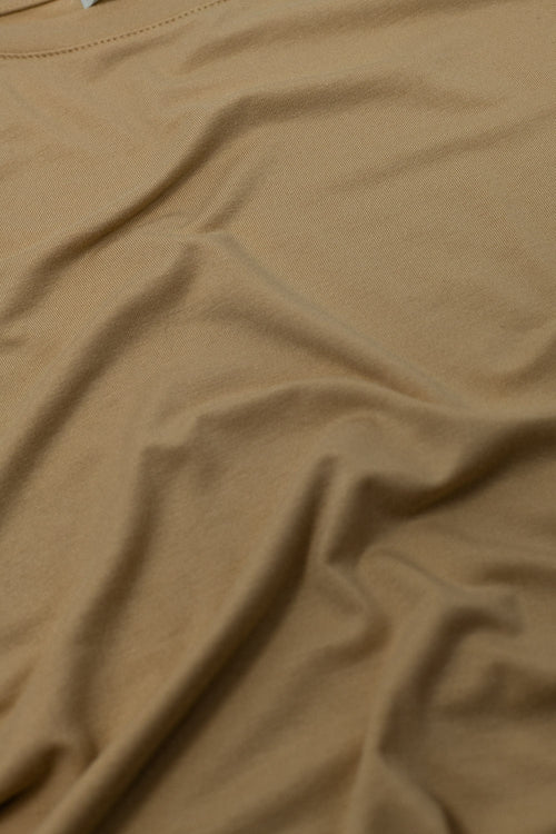 Basic camel crew neck viscose T-shirt