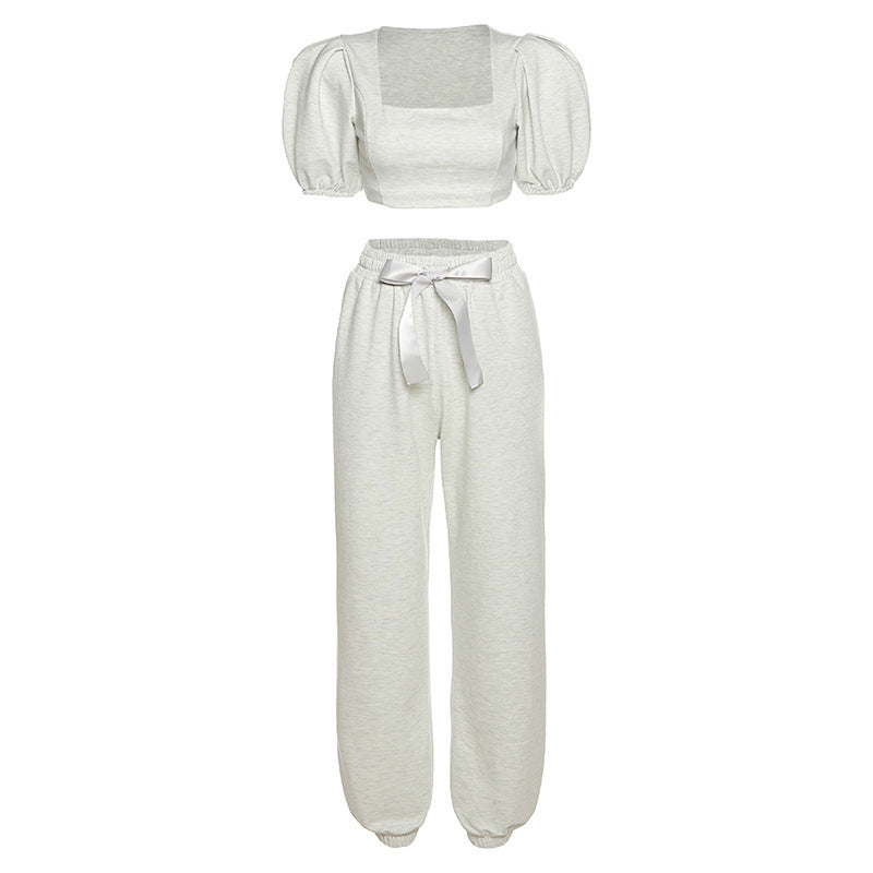 UNIKCOSA UrbanSoul Lantern Sleeve Tee and High Waist Pants 💫