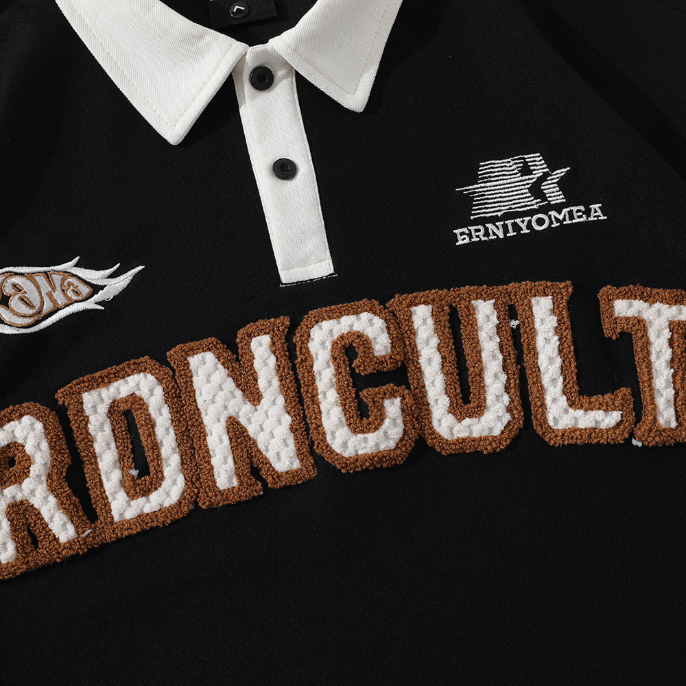 UNIKCOSA UrbanSoul Embroidered Letter Short Sleeve Top 💫