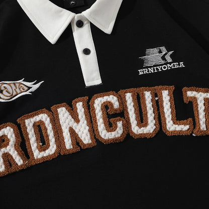 UNIKCOSA UrbanSoul Embroidered Letter Short Sleeve Top 💫