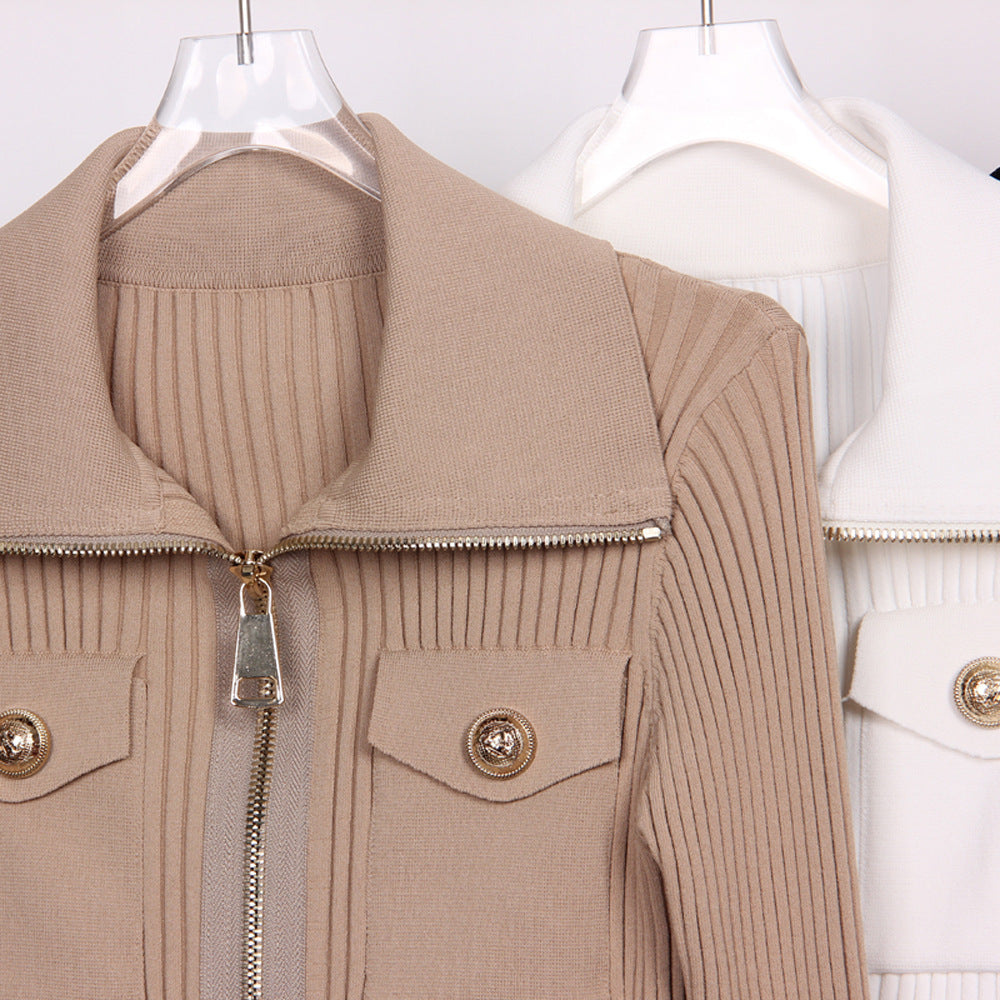 UNIKCOSA Velora Embroidered Lapel Cardigan Slim Fit 💫