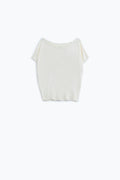 Q2 Beige boat neck relaxed sweater