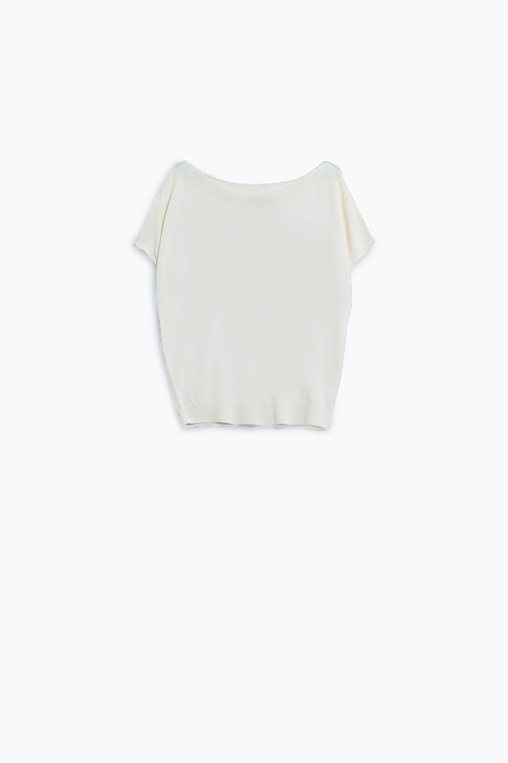 Q2 Beige boat neck relaxed sweater