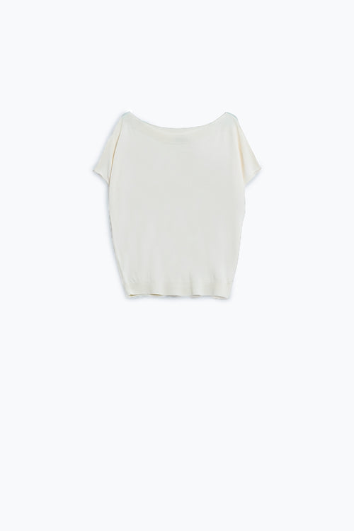 Q2 Beige boat neck relaxed sweater
