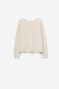 Q2 Beige Fine Knit V-Neck Sweater with Subtle Linear Texture