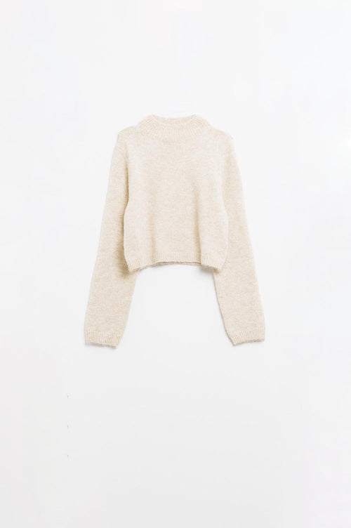 Q2 Beige jersey with long sleeves and open back detail