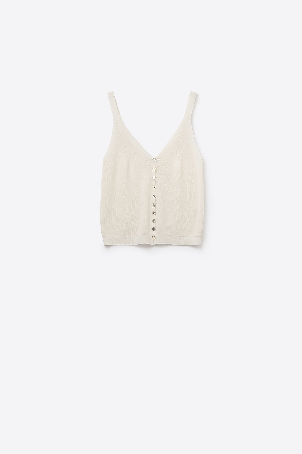 Q2 beige Knit Buttoned Crop Top