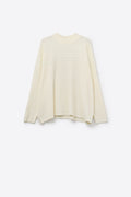 Q2 Beige Knit Sweater with Fluffy Stripe Detail