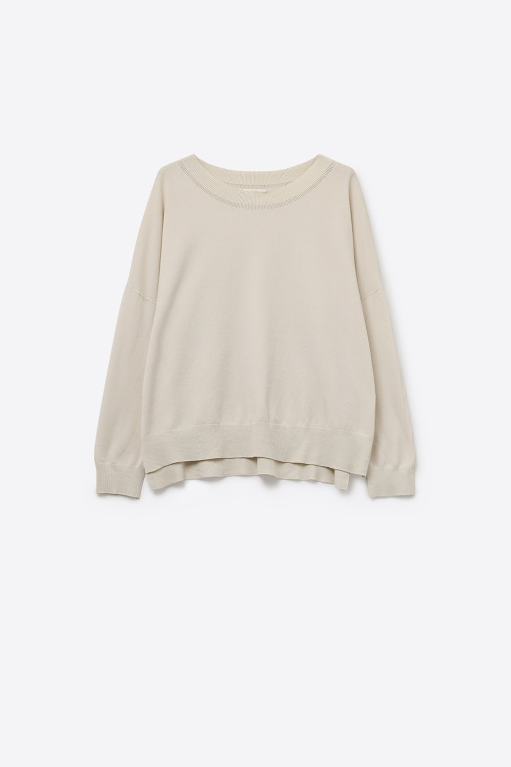 Q2 Beige knit sweater with mesh collar detail