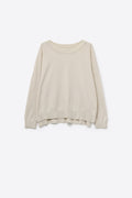 Q2 Beige knit sweater with mesh collar detail