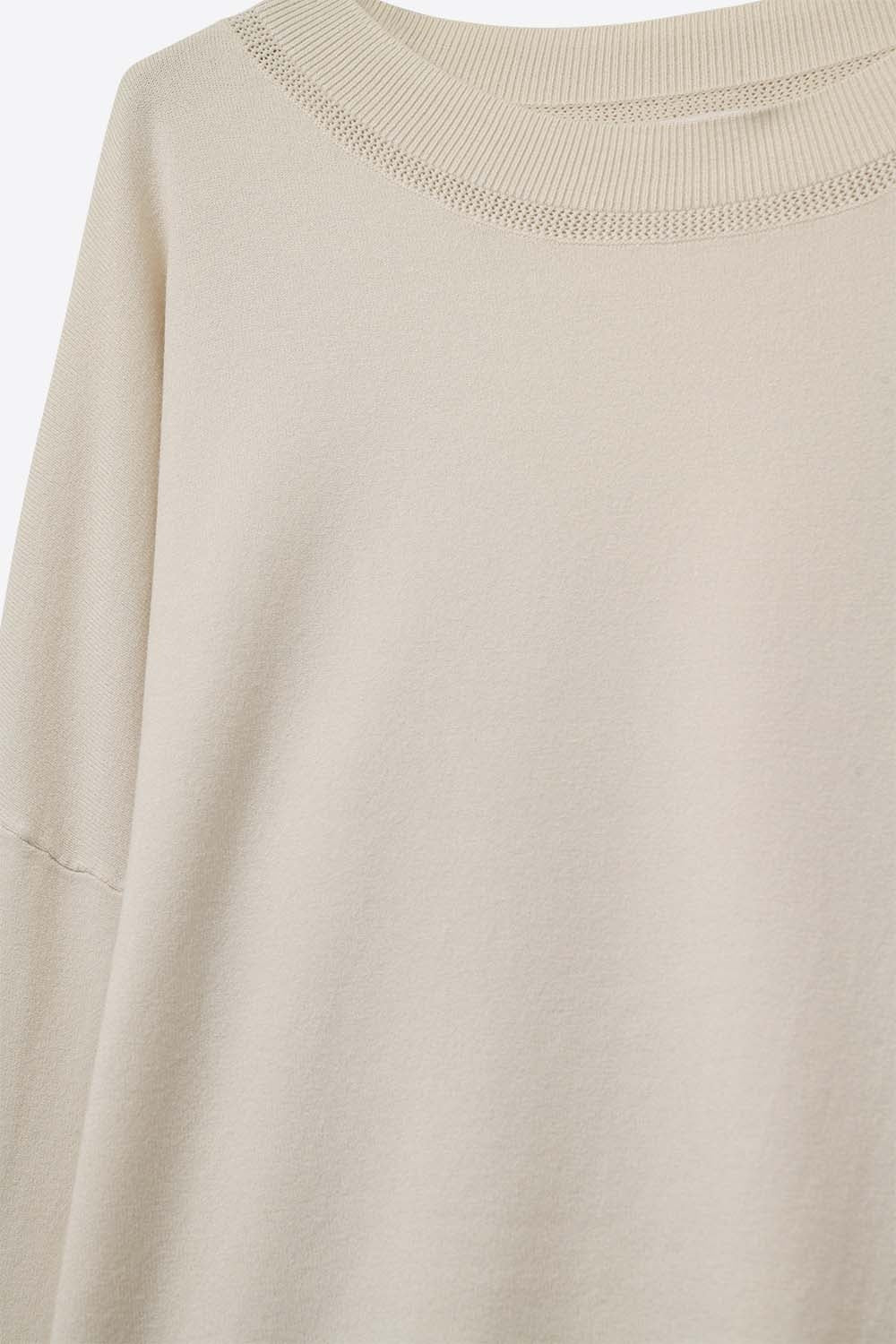 Beige knit sweater with mesh collar detail