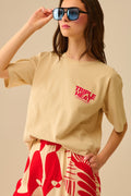 Q2 Beige relaxed fit Short Sleeve TRIPLE HEAT T-shirt