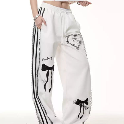 UNIKCOSA Velora Vintage Bow Lace Straight Leg Pants 💫