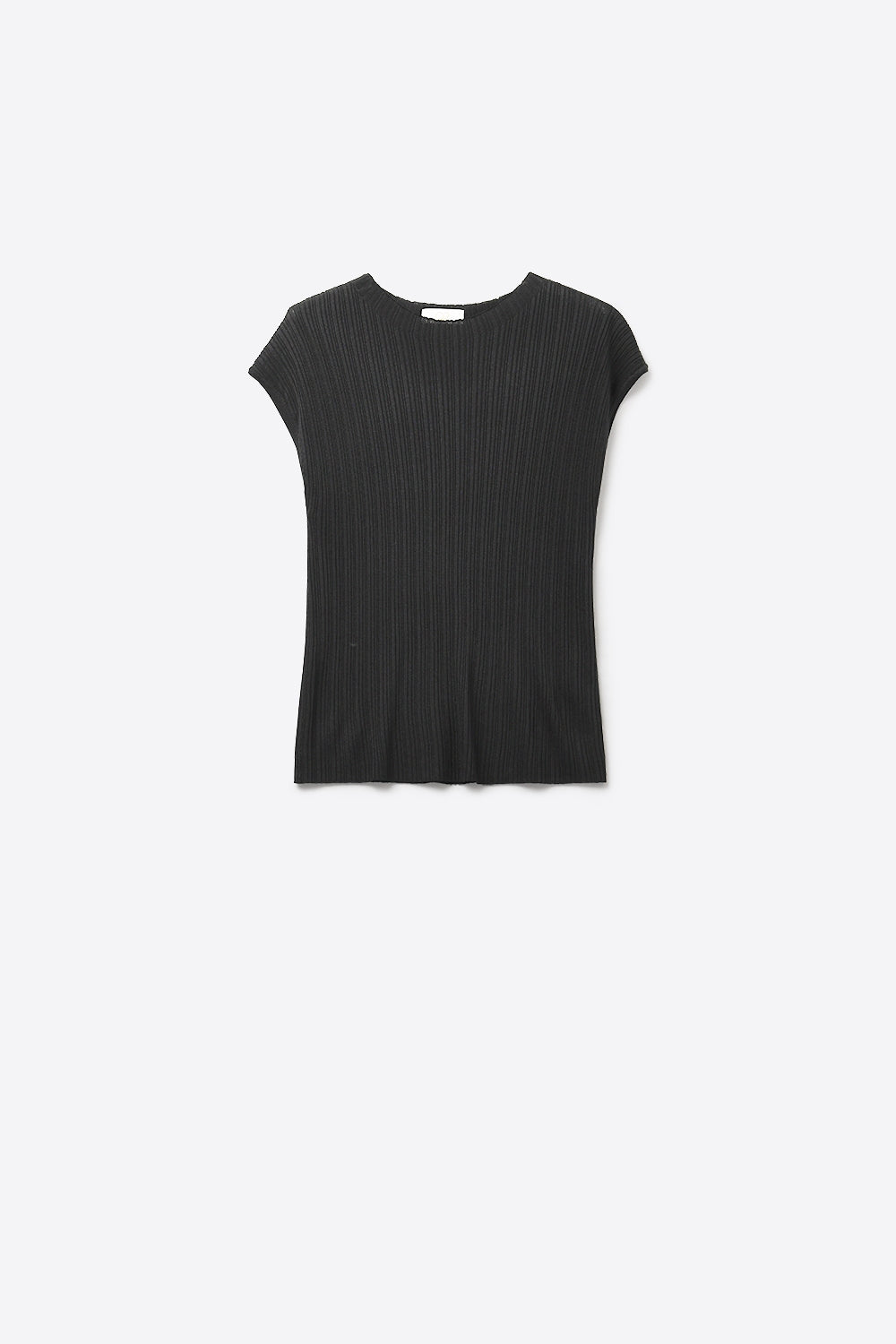 Q2 Black fine Ribbed Knit Sleeveless Top
