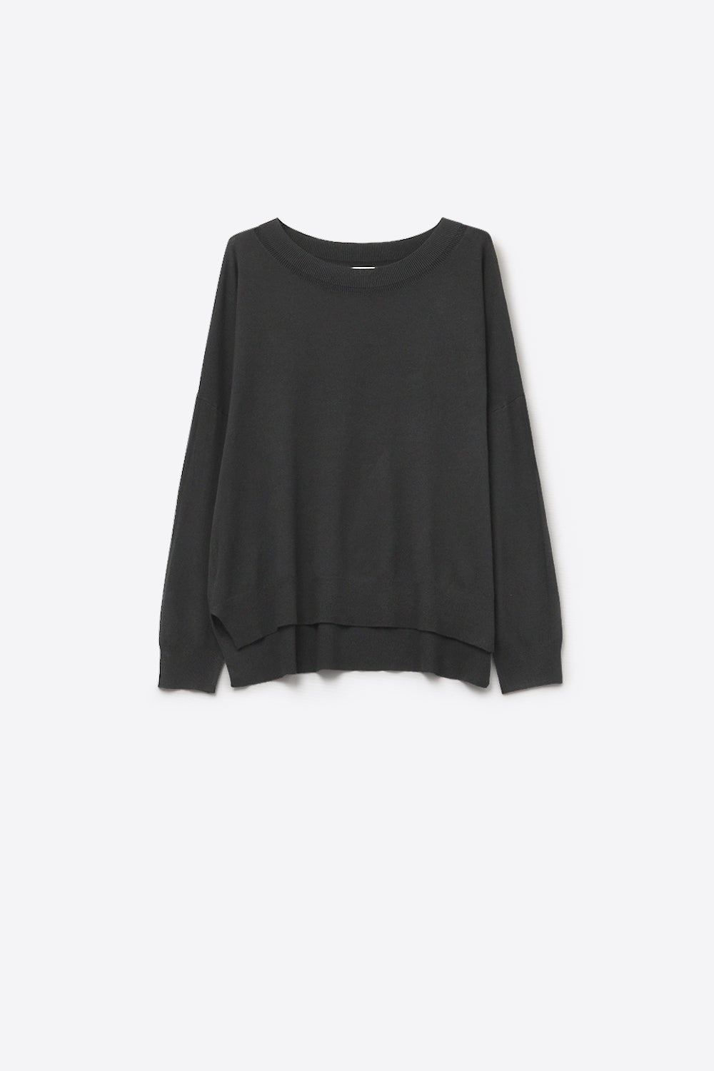 Q2 Black knit sweater with mesh collar detail