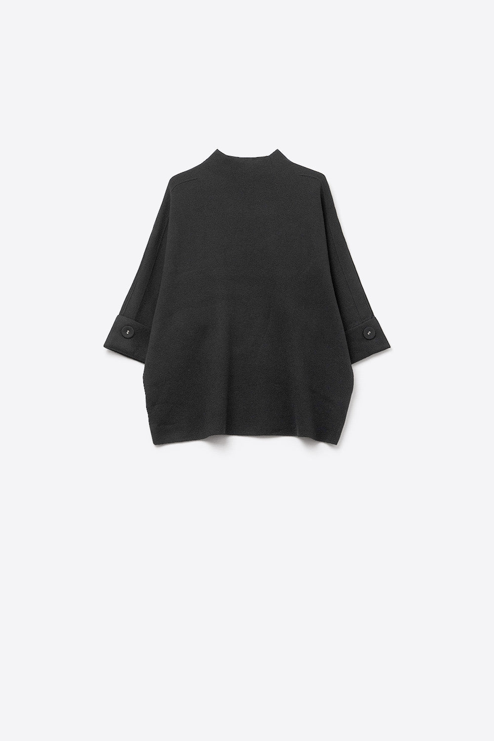 Q2 Black Knitted Sweater with sleeves Button Details