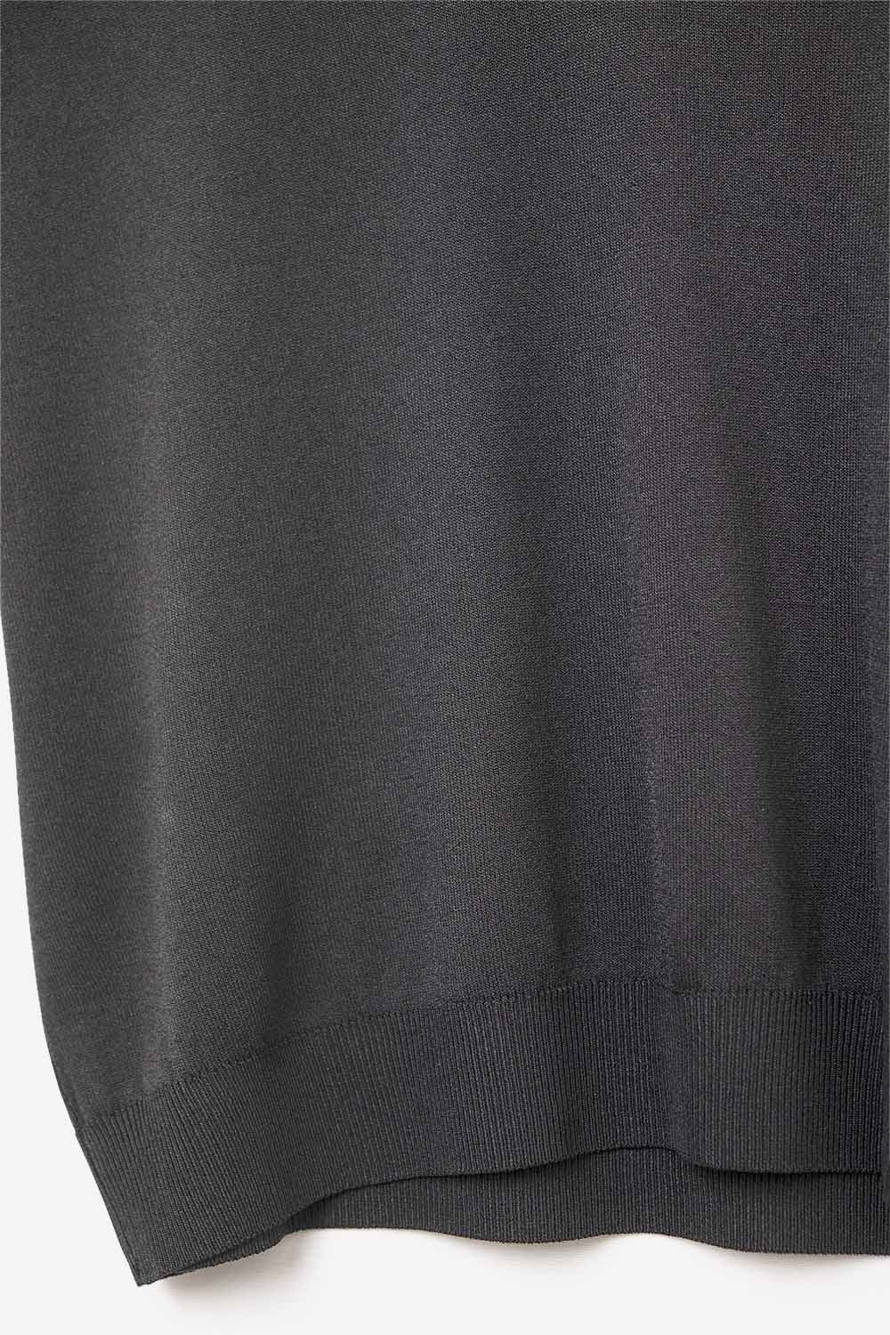 Black lightweight knit V-neck sweater with short sleeves