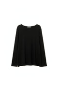 Q2 Black Long-Sleeve T-Shirt with Wide Crew Neck