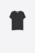 Q2 Black short-sleeve knit top with V-neck