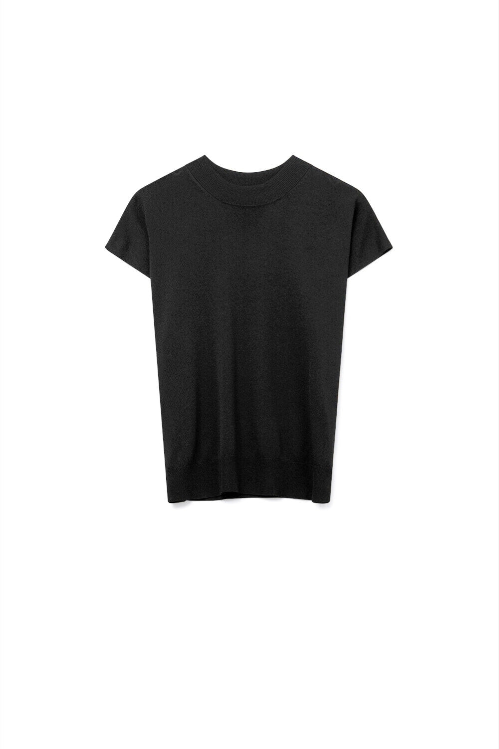 Q2 Black turtleneck sweater with fitted short sleeves