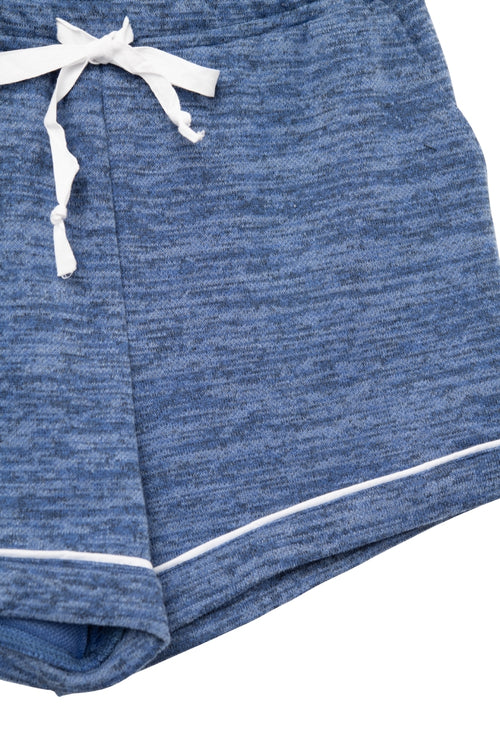 Blue Lace-Front Sporty Shorts