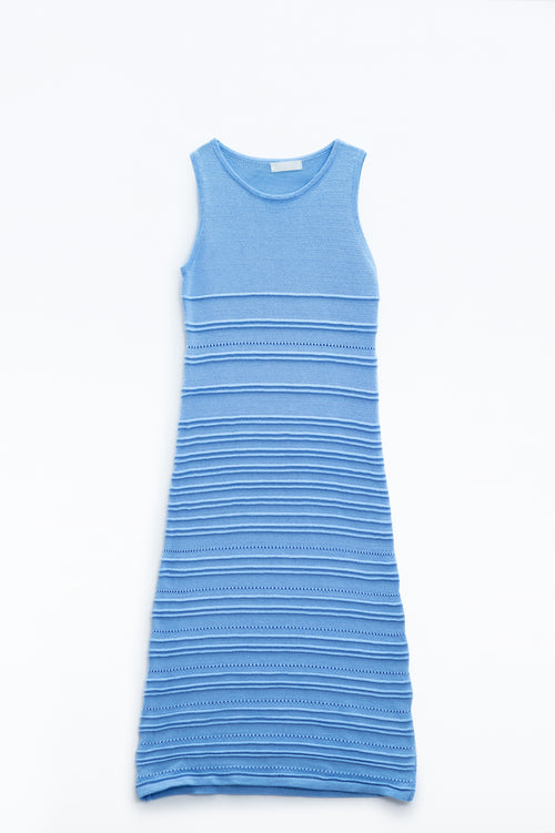 Q2 Blue Maxi Crochet Sleeveless Knitted Dress