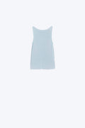 Q2 Boat Neck Comfy Ribbed Top in Baby Blue