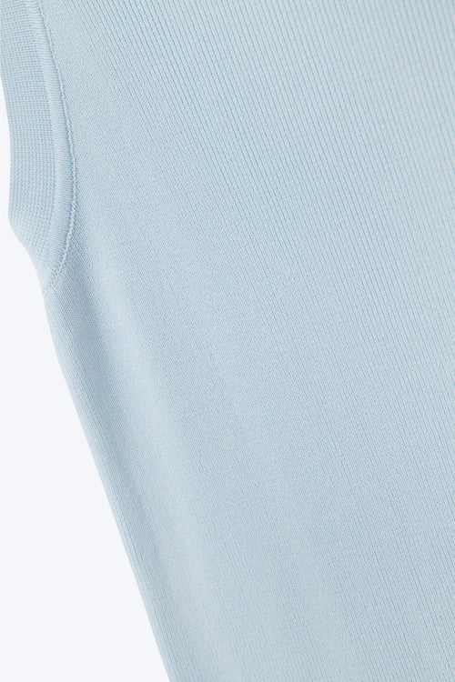 Boat Neck Comfy Ribbed Top in Baby Blue