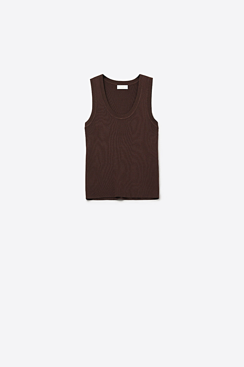 Q2 Brown Ribbed Knit Tank Top for Layering