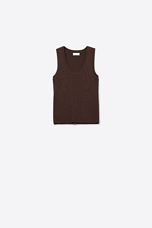 Q2 Brown Ribbed Knit Tank Top for Layering