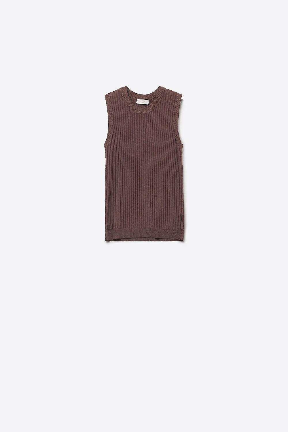 Brown Ribbed Sleeves Knit Top