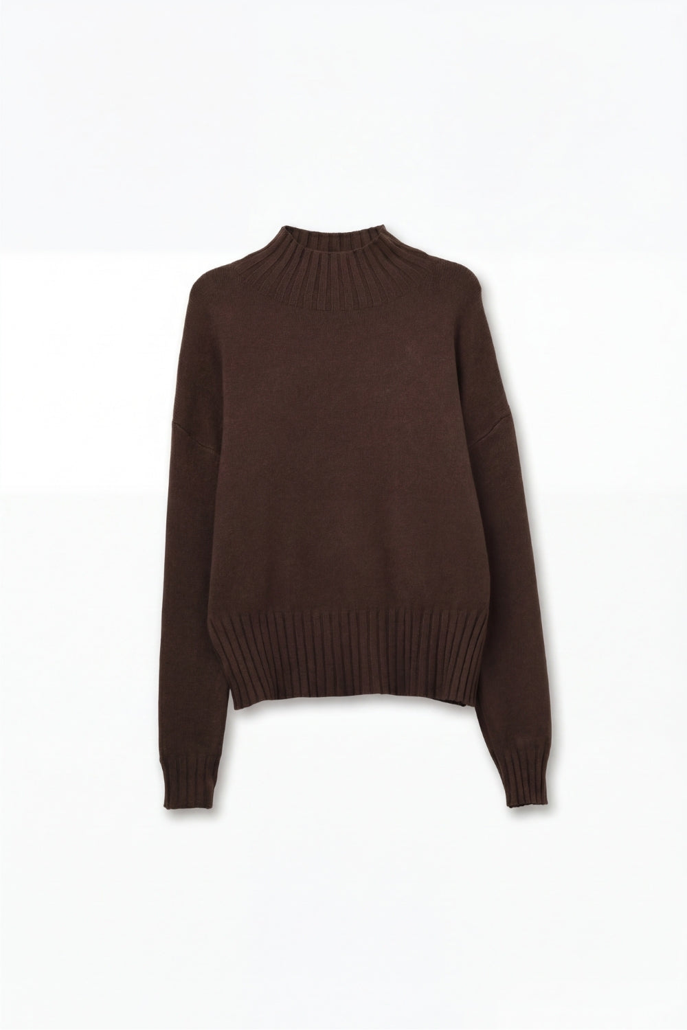 Q2 Brown soft knit sweater with ribbed cuffs and neck