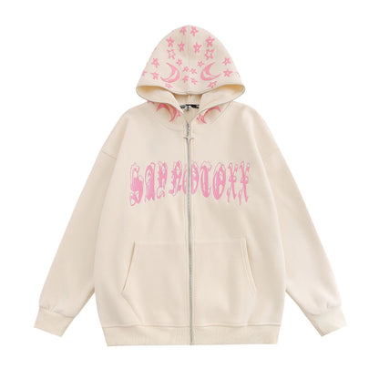 UNIKCOSA Velora High Street Embroidered Letter Hoodie Coat 🌆