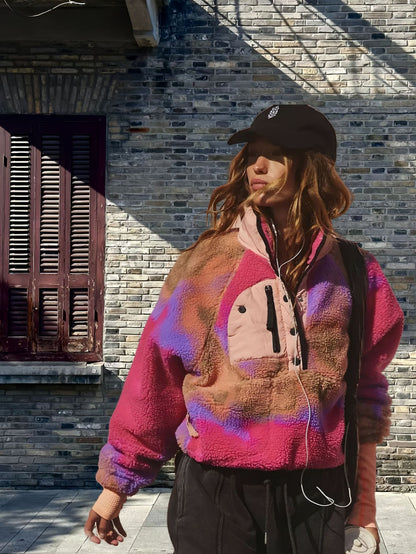 UNIKCOSA Velora Contrast Lapel Fleece Sweater Medium Weight💫