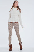 UNIKCOSA Camel coloured pants with pattern