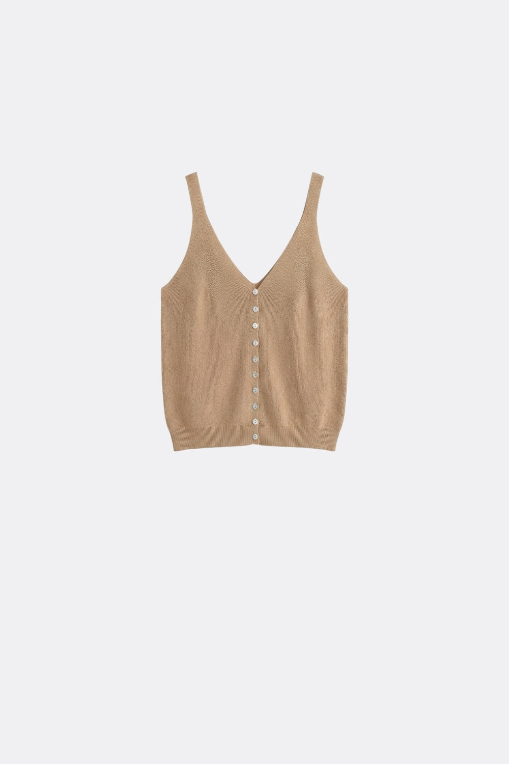 Q2 Camel Knit Buttoned Crop Top