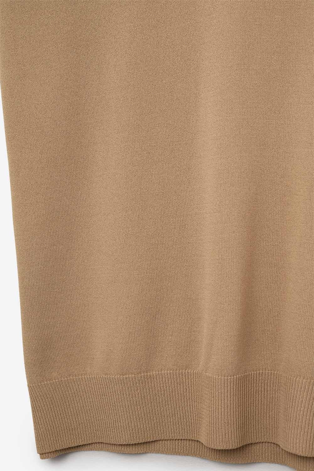 Camel lightweight knit V-neck sweater with short sleeves