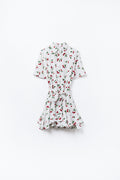 Q2 Cherry Print Short Shirt Dress