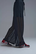 Chic Black Sheer Polka Dot Pants
